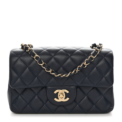 Chanel Lambskin Quilted Mini Rectangular Flap Dark Blue 1 of 10
