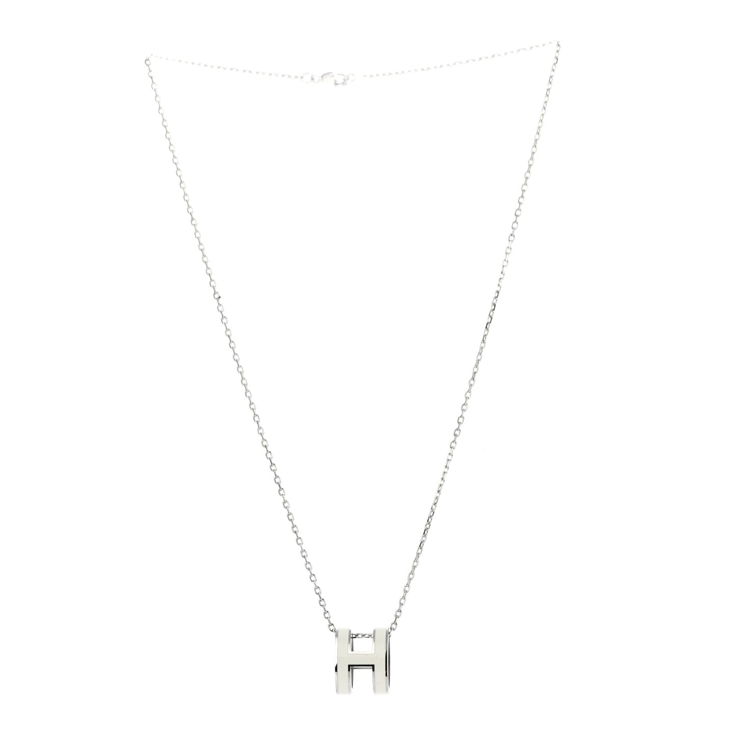 Lacquered Palladium Pop H Pendant Necklace White
