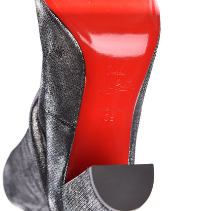 Christian Louboutin Veau Velours Stretch Gena 85 Booties 36 Silver 6 of 7