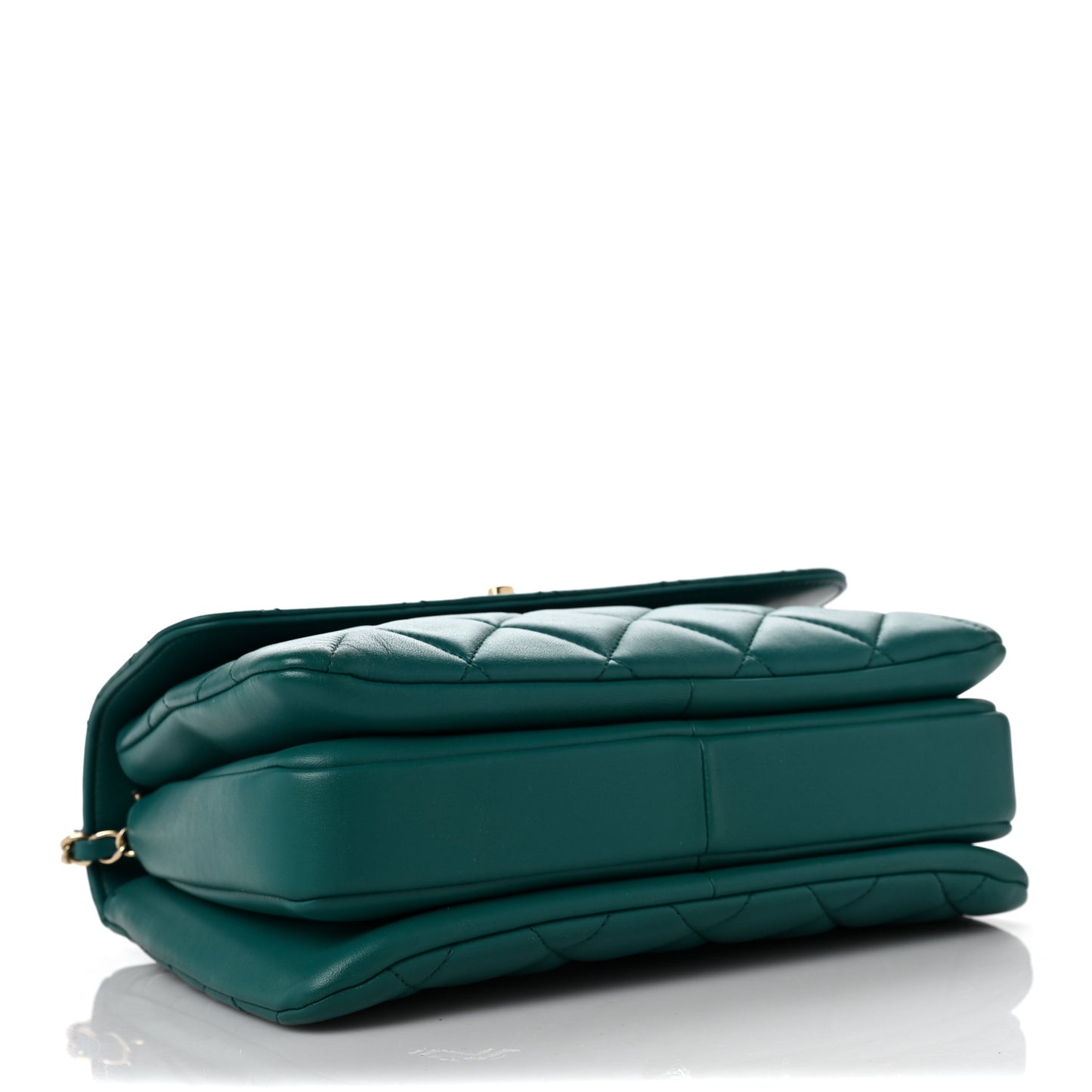 Lambskin Quilted Small Trendy CC Flap Dual Handle Bag Green