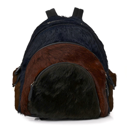 Fendi Fox Fur Backpack Brown Blue 1 of 10