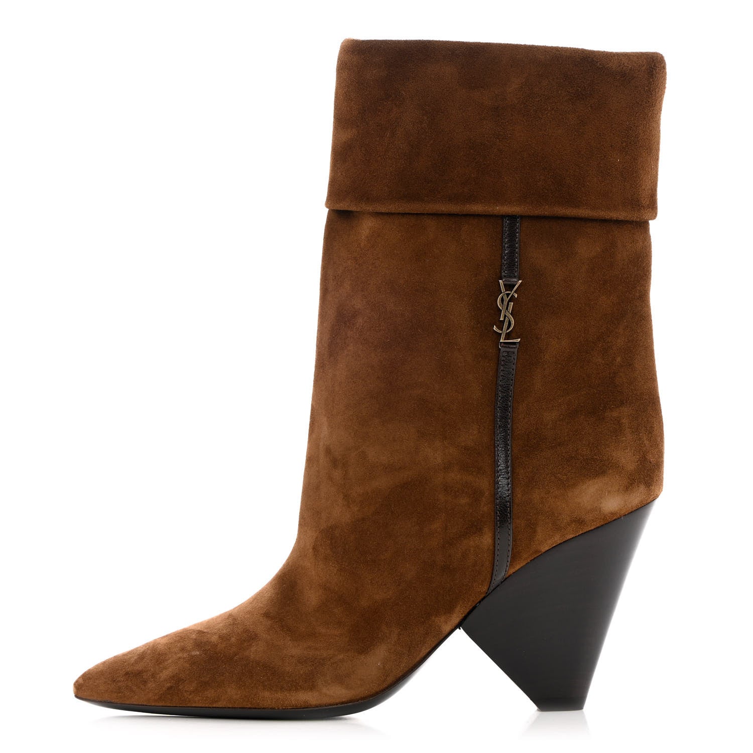 Saint Laurent Suede Liz 85 Wedge Booties 37 Brown 1 of 11