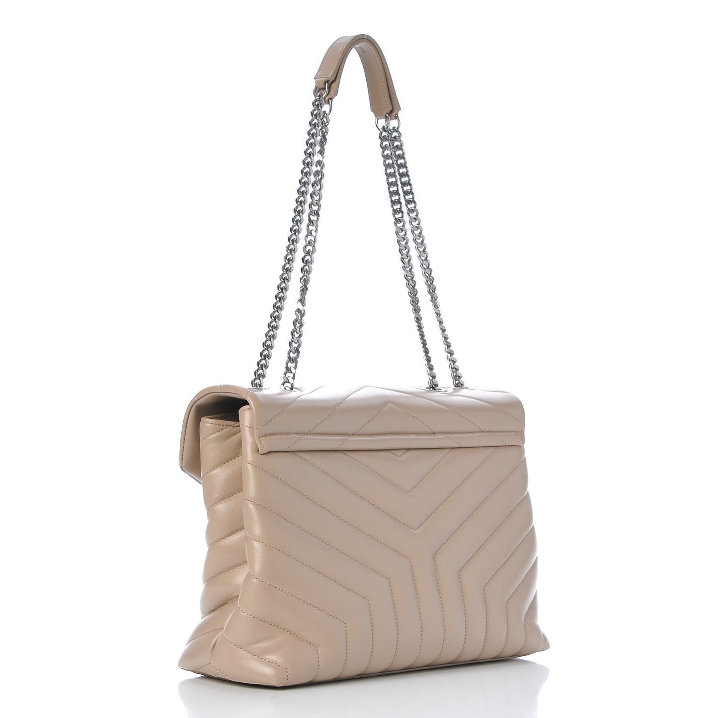 Calfskin Y Quilted Monogram Medium Loulou Chain Satchel Dark Beige