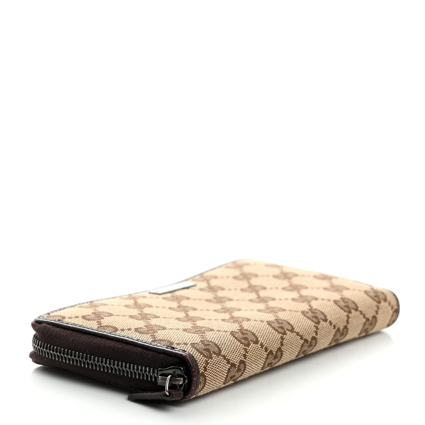Monogram Metal Bar Zip Around Wallet Dark Brown