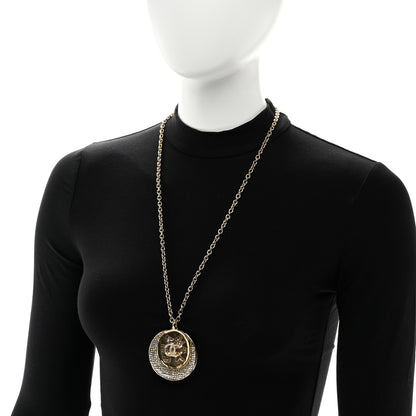 Chanel Medallion CC Crystal Chain Necklace Gold 2 of 5