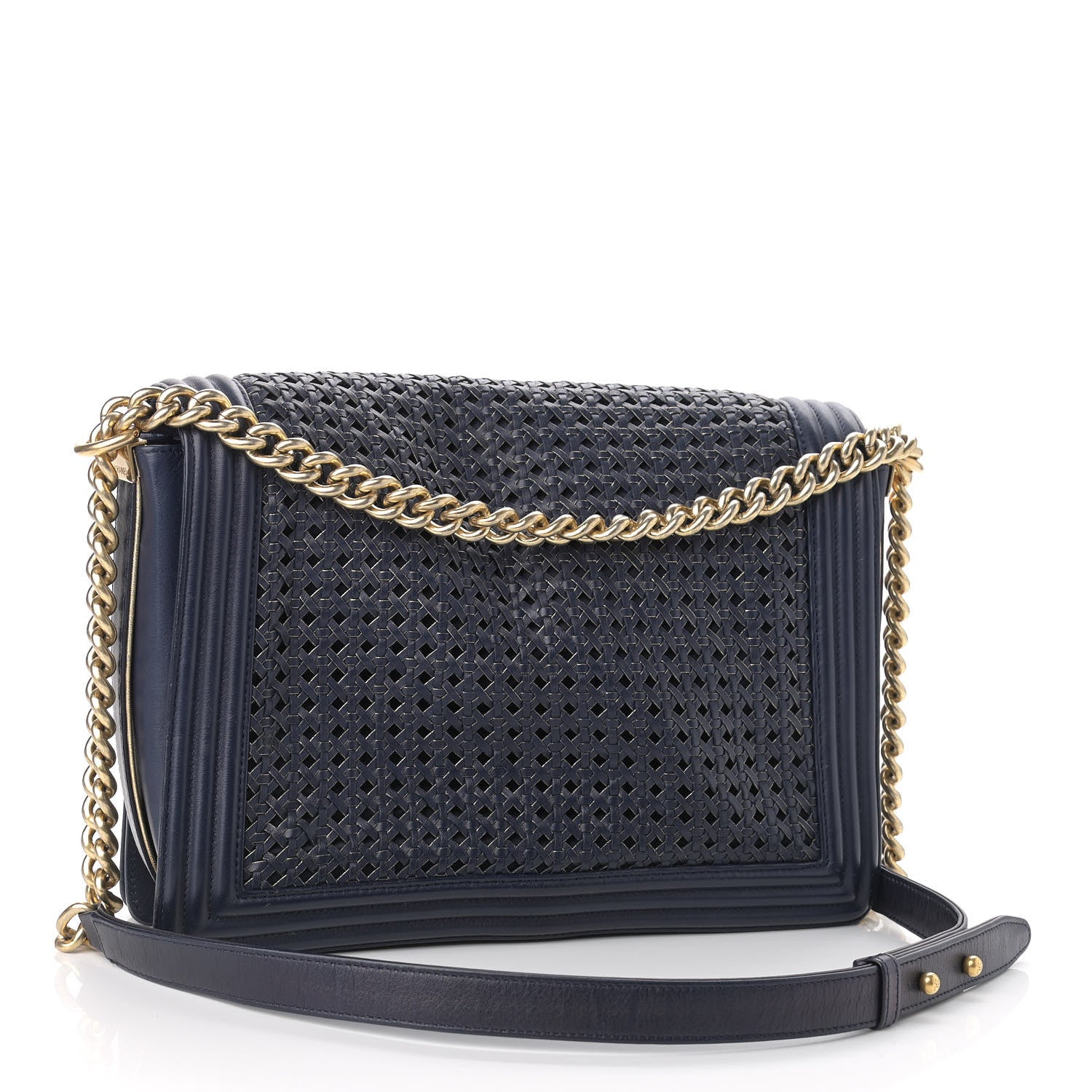 Chanel Braided Sheepskin New Medium Boy Flap Navy 3 of 13