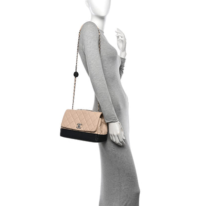 Chanel Calfskin Caviar Quilted Flap Beige Black 2 of 11