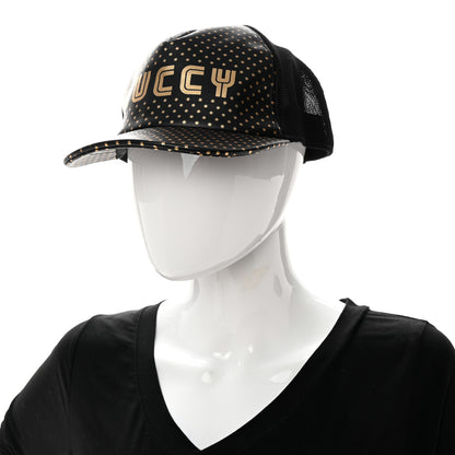 Gucci X SEGA Calfskin GUCCY Stars Baseball Hat XXL Black Gold 2 of 11