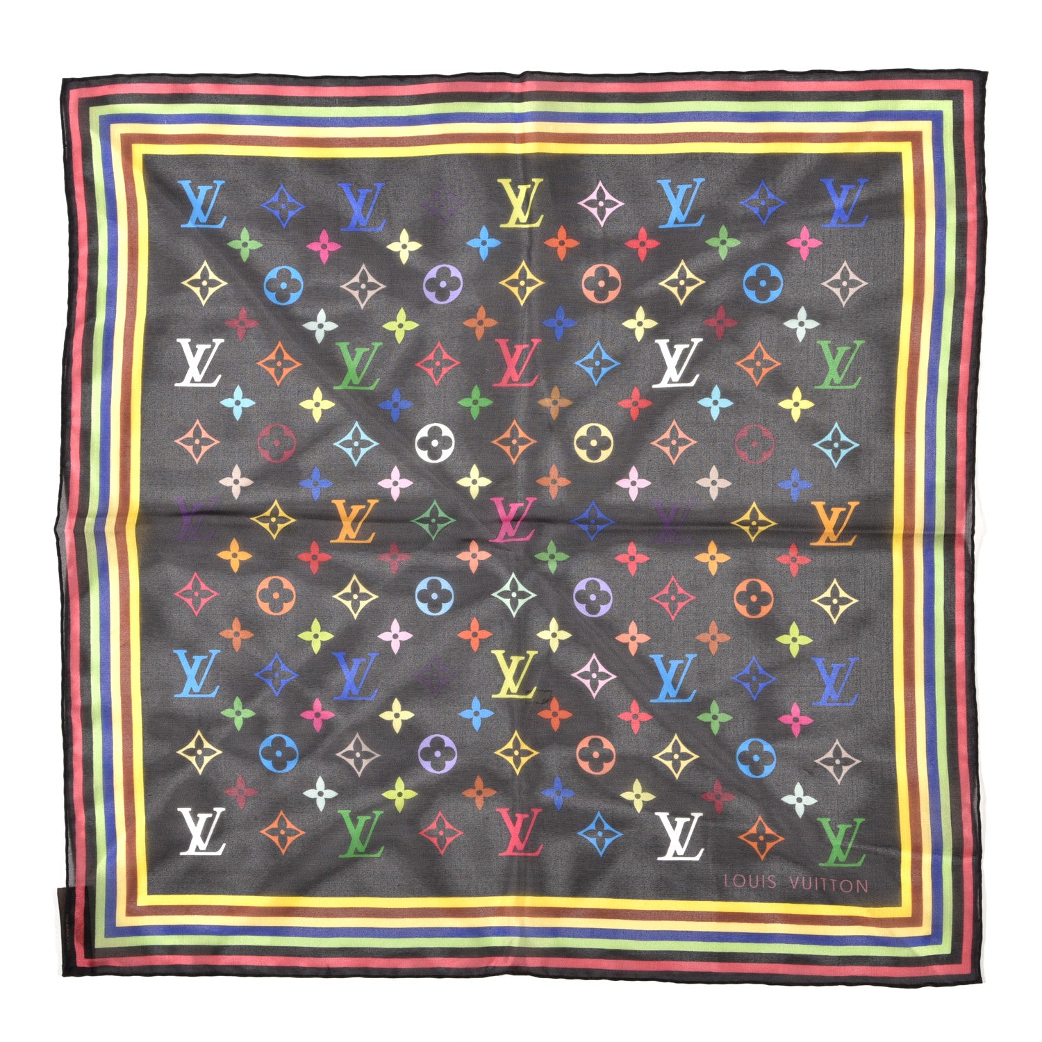 Louis Vuitton Silk Multicolor Square Scarf Black 1 of 6