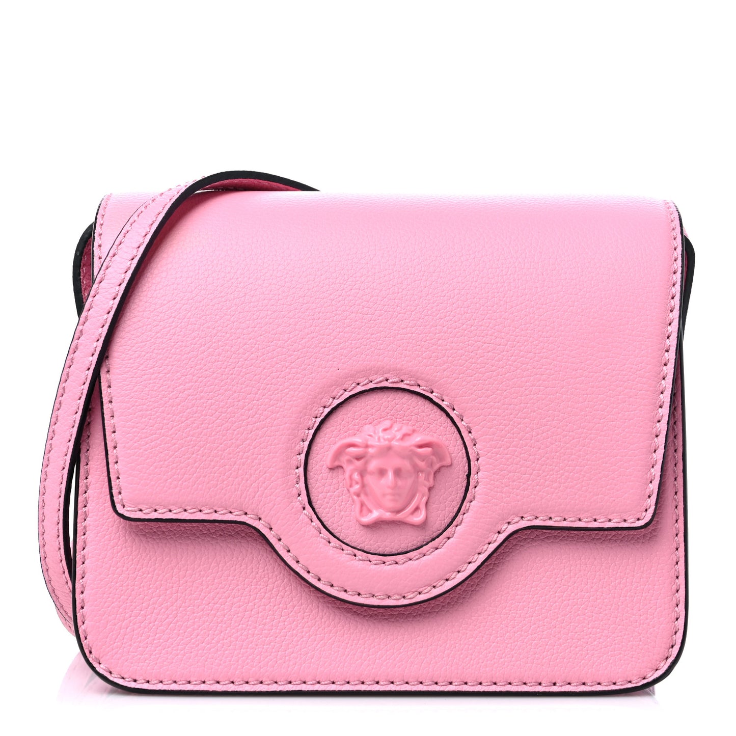 Grained Calfskin La Medusa Shoulder Bag Pink