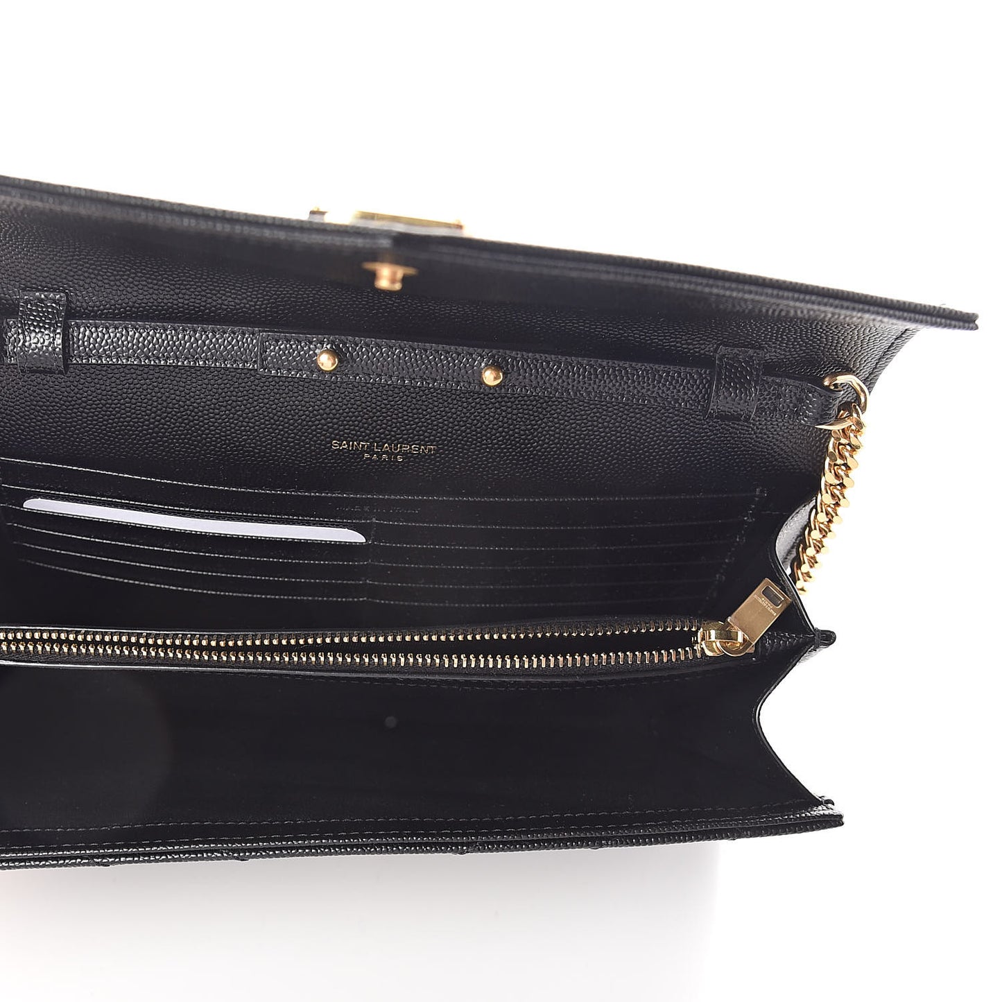 Grain De Poudre Matelasse Chevron Monogram Chain Wallet Black
