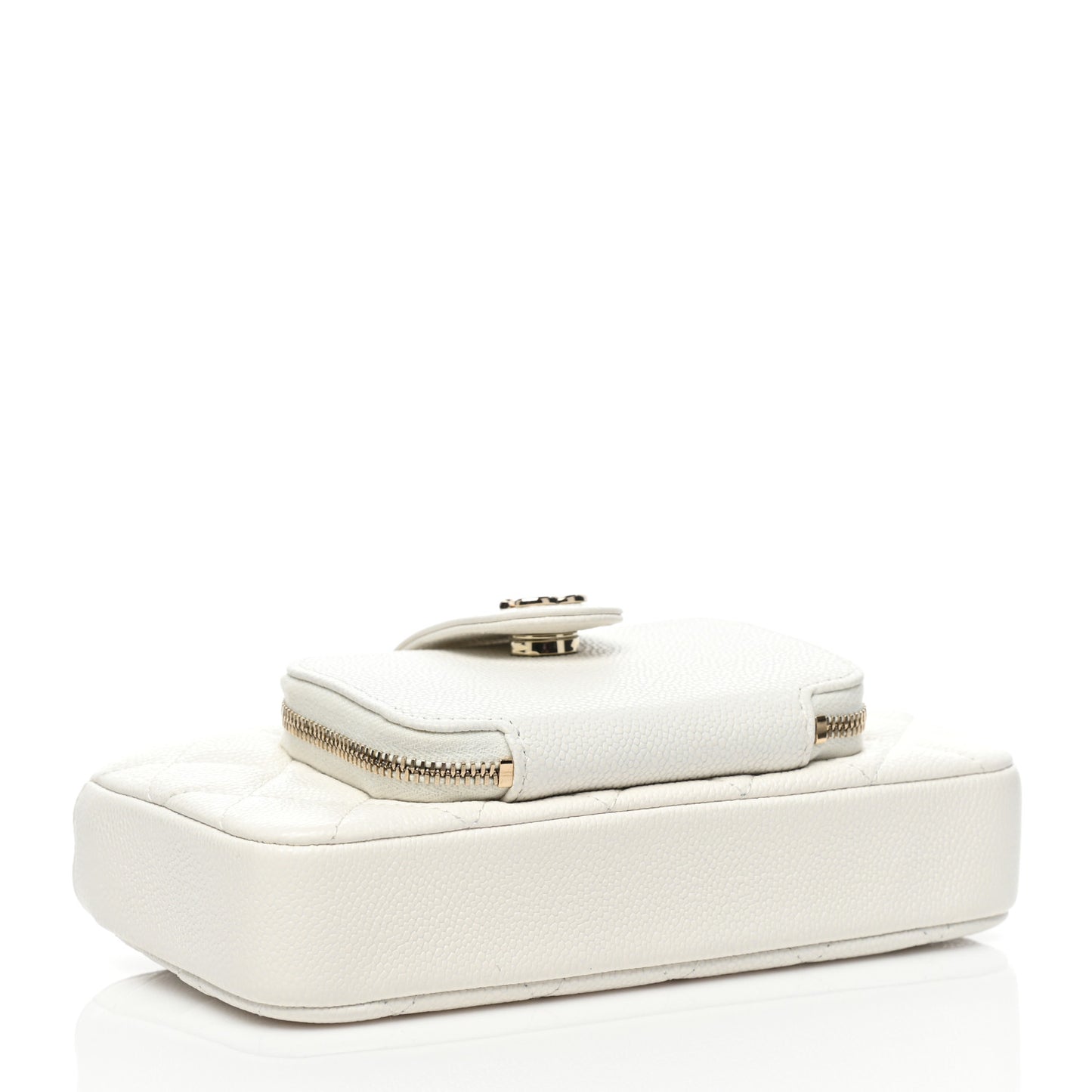 Caviar Quilted Business Affinity Phone Holder With Chain White