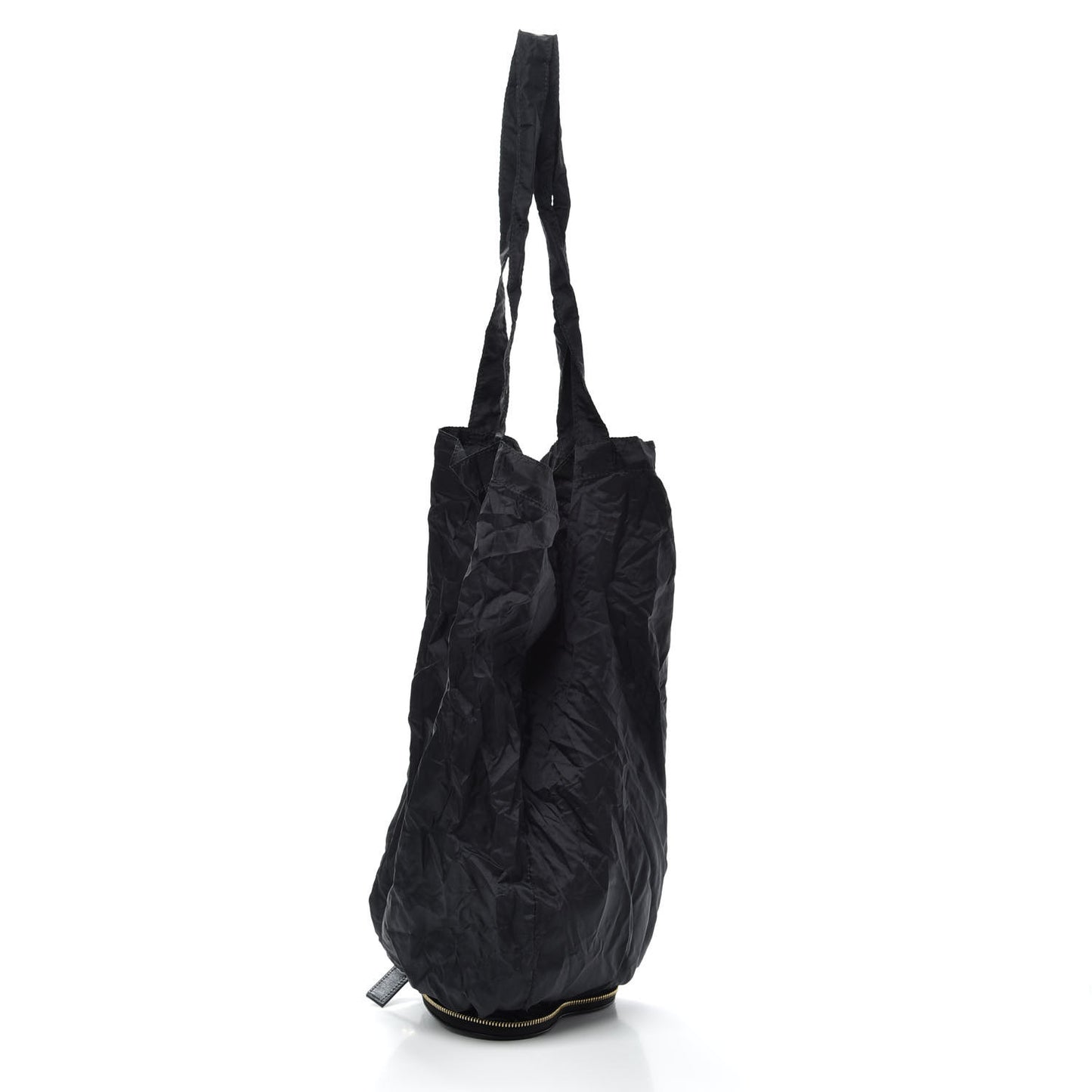 Calfskin Nylon Heart Foldable Tote Bag Black