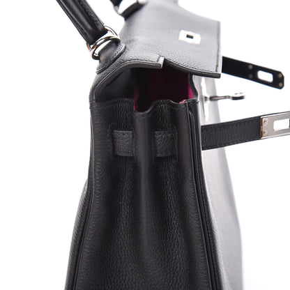 Hermes Togo Horseshoe Kelly Retourne 25 Black Magnolia 12 of 41