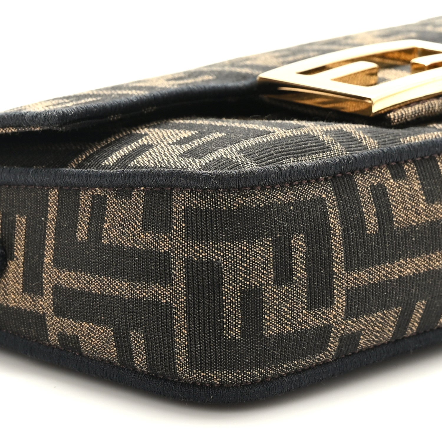 Fendi Fabric Jacquard FF 1974 Mini Baguette Tobacco Moro Black 7 of 8