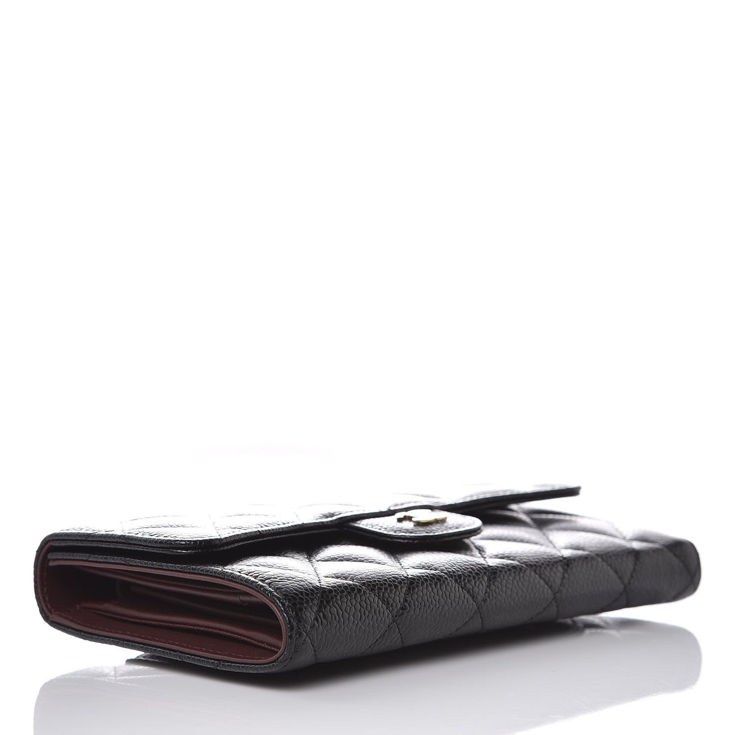 Caviar Quilted Large Flap Wallet Black