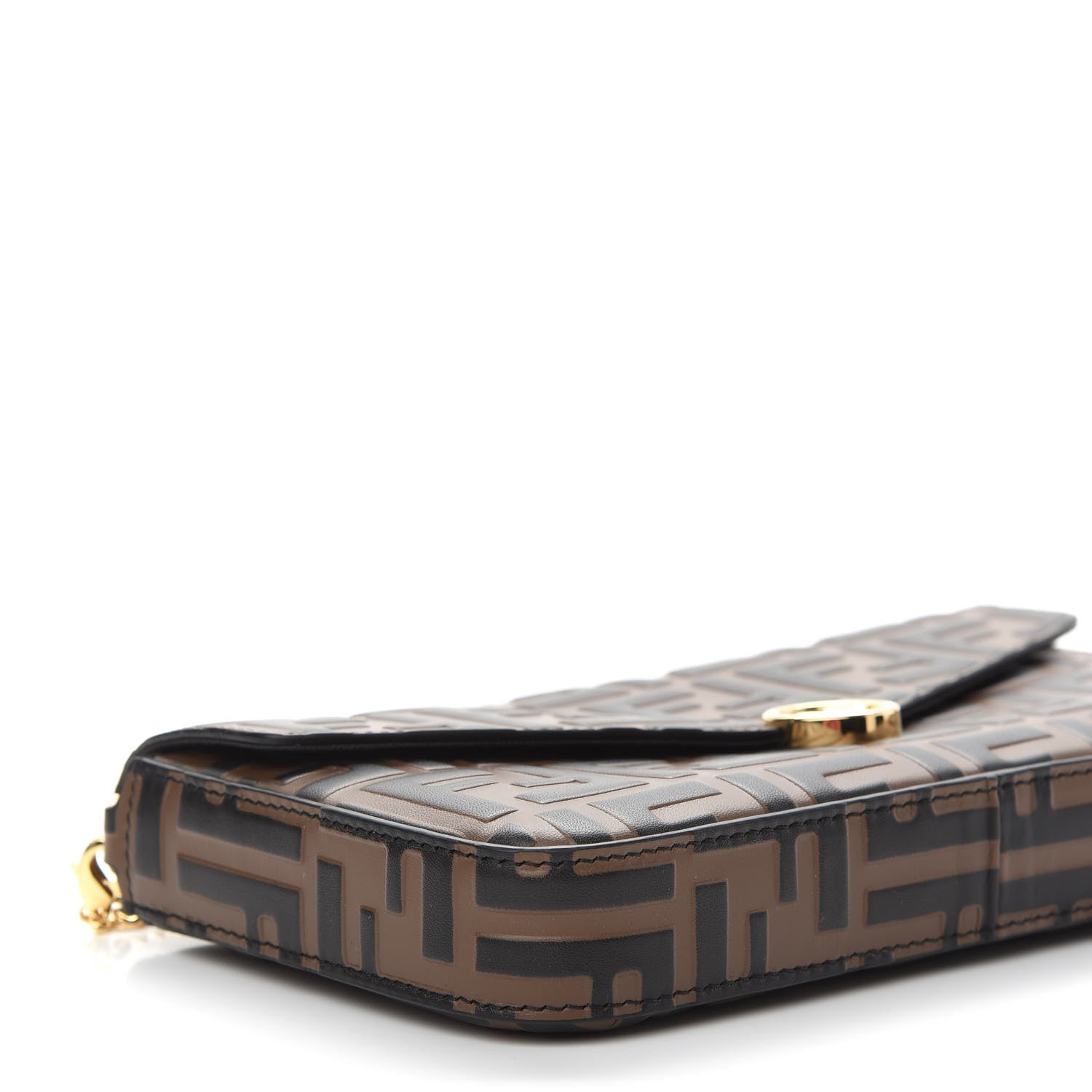 Fendi Vitello Soft F is Fendi Bi-Color FF 1974 Embossed Envelope Wallet On Chain with Pouches Maya Black 9 of 10