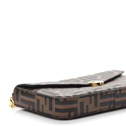 Fendi Vitello Soft F is Fendi Bi-Color FF 1974 Embossed Envelope Wallet On Chain with Pouches Maya Black 9 of 10