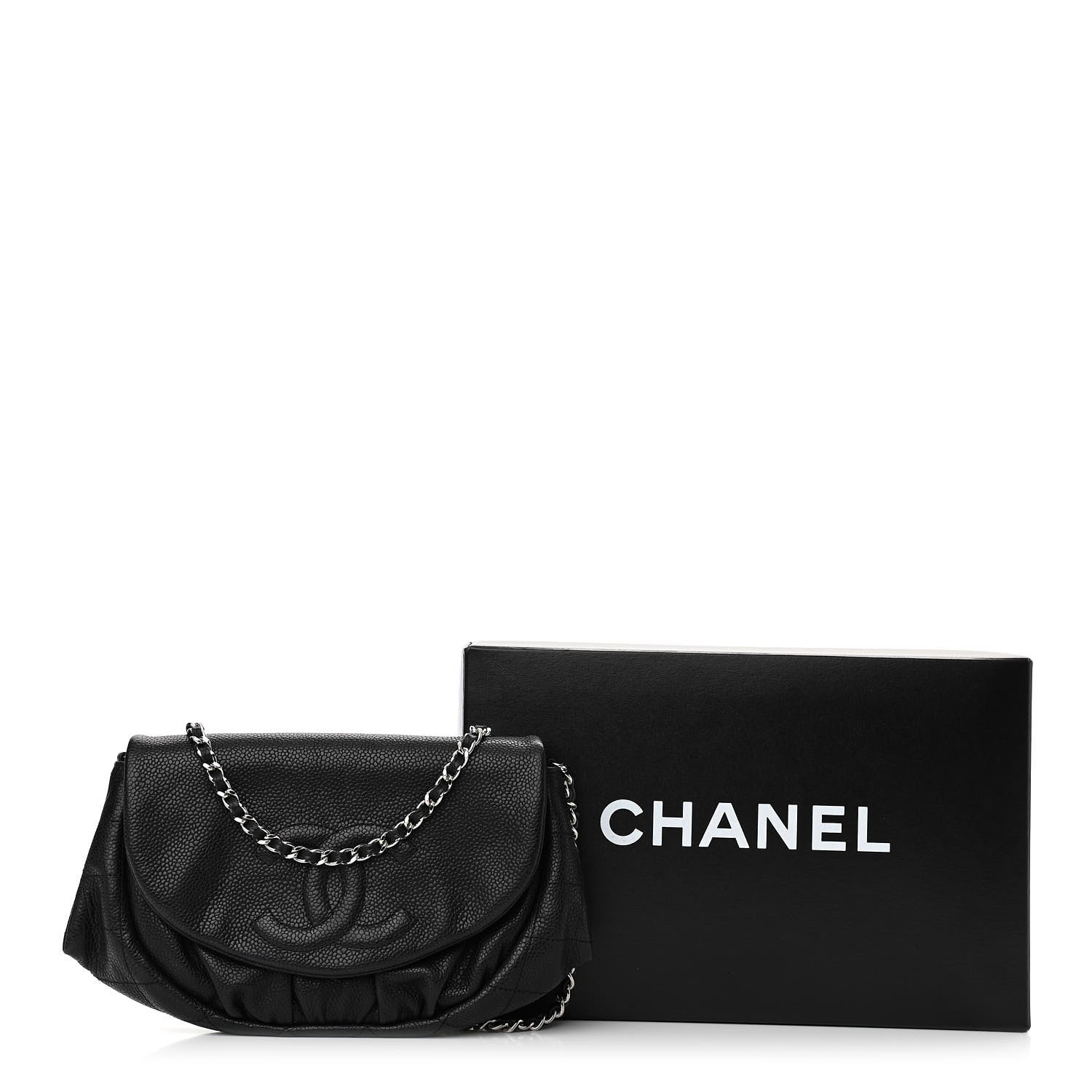 Chanel Caviar Half Moon Wallet On Chain WOC Black 14 of 14