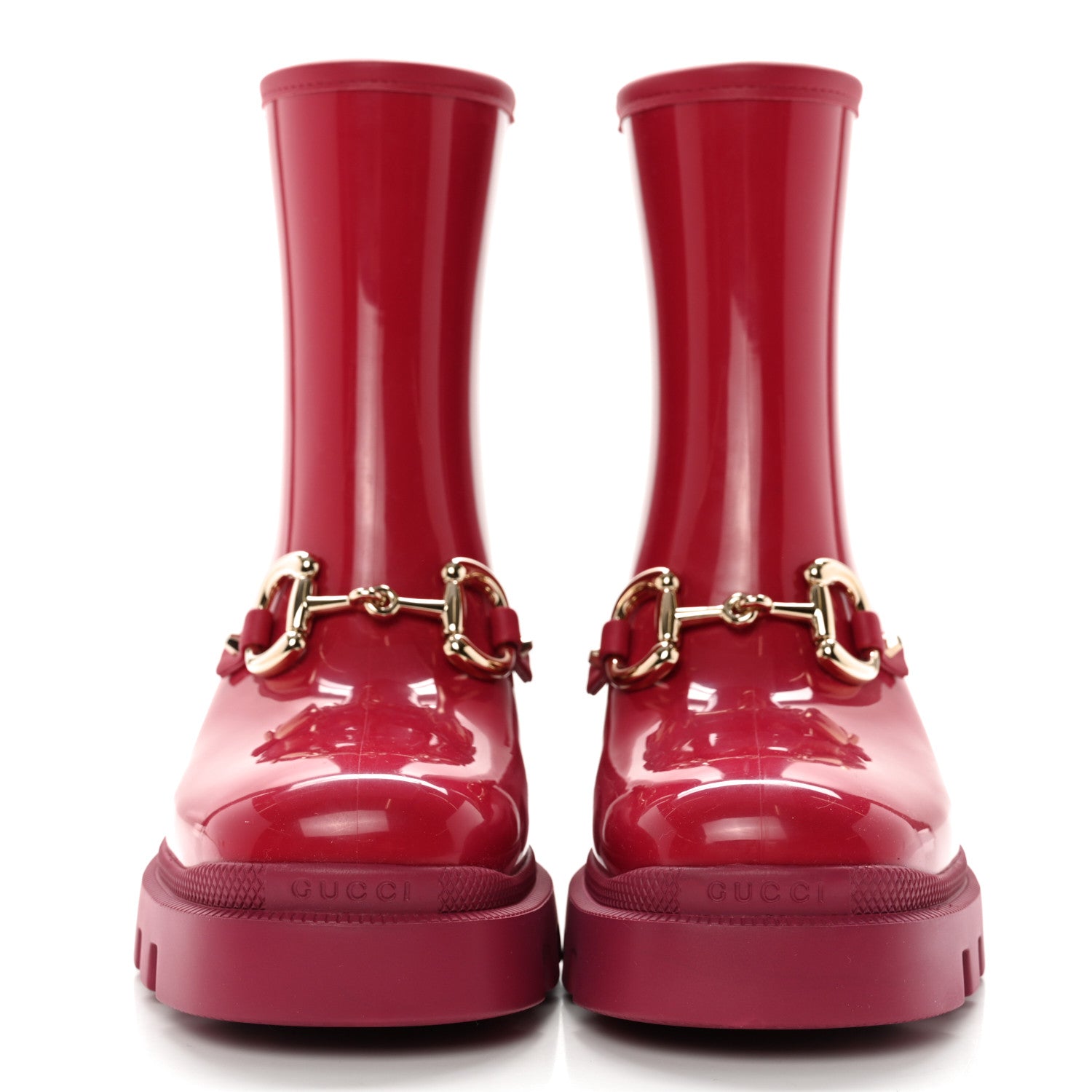 Gucci Rubber Womens Horsebit Ankle Boots 38 Petunia 2 of 11