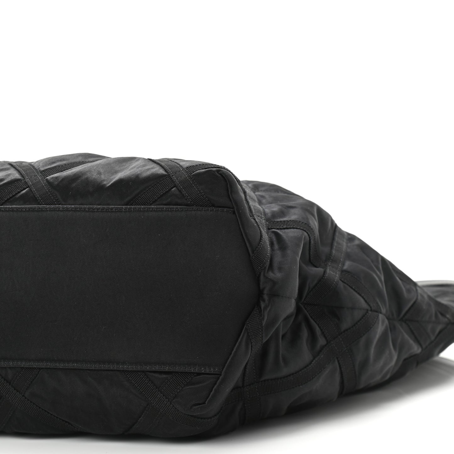 Nylon Grosgrain Quilted Maxi Lifestyle Shopping Bag Black