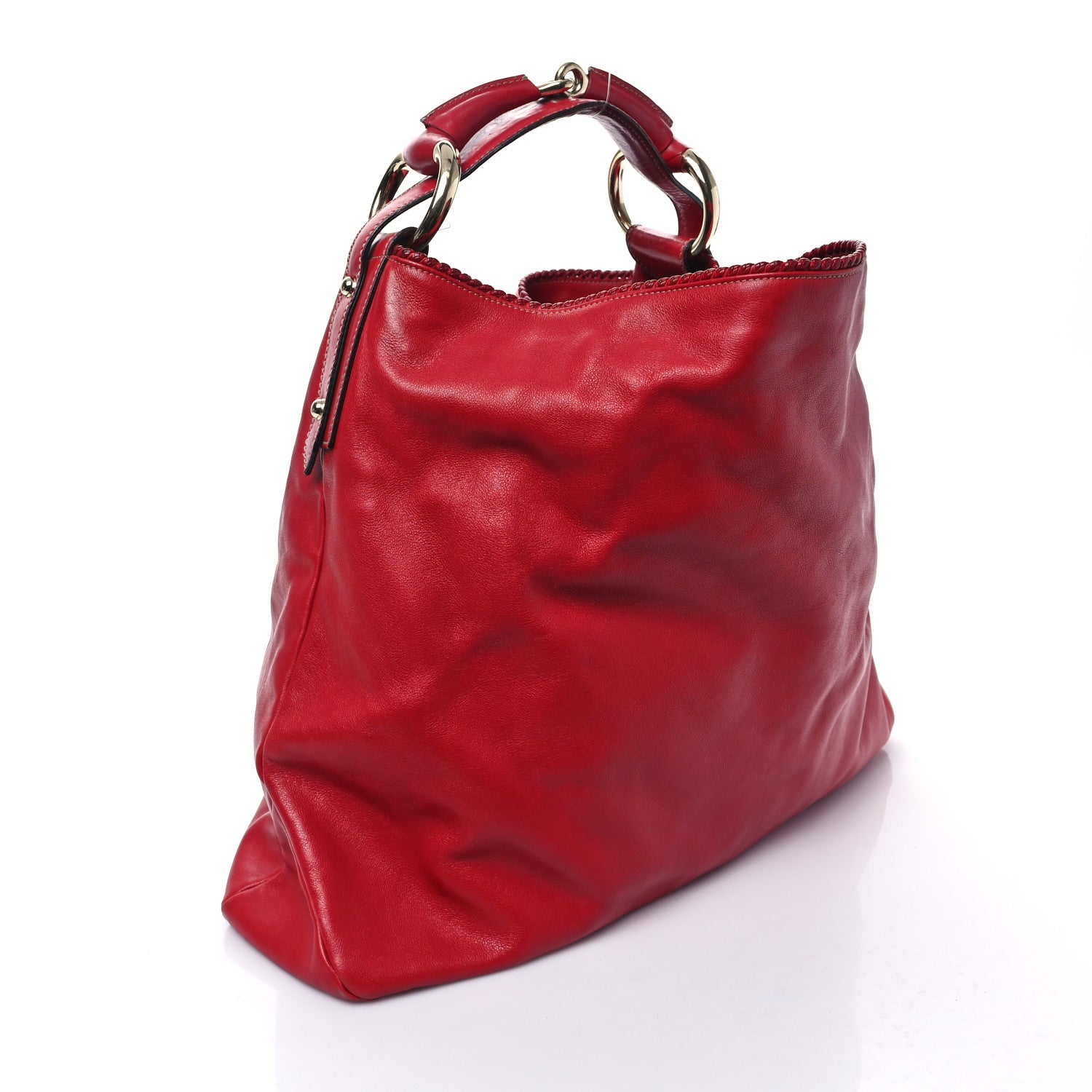 Gucci Calfskin Large Horsebit Chain Hobo Red 3 of 14