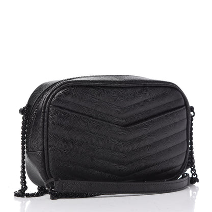 Saint Laurent Grain De Poudre Matelasse Monogram Mini Lou Camera Bag Black 3 of 10