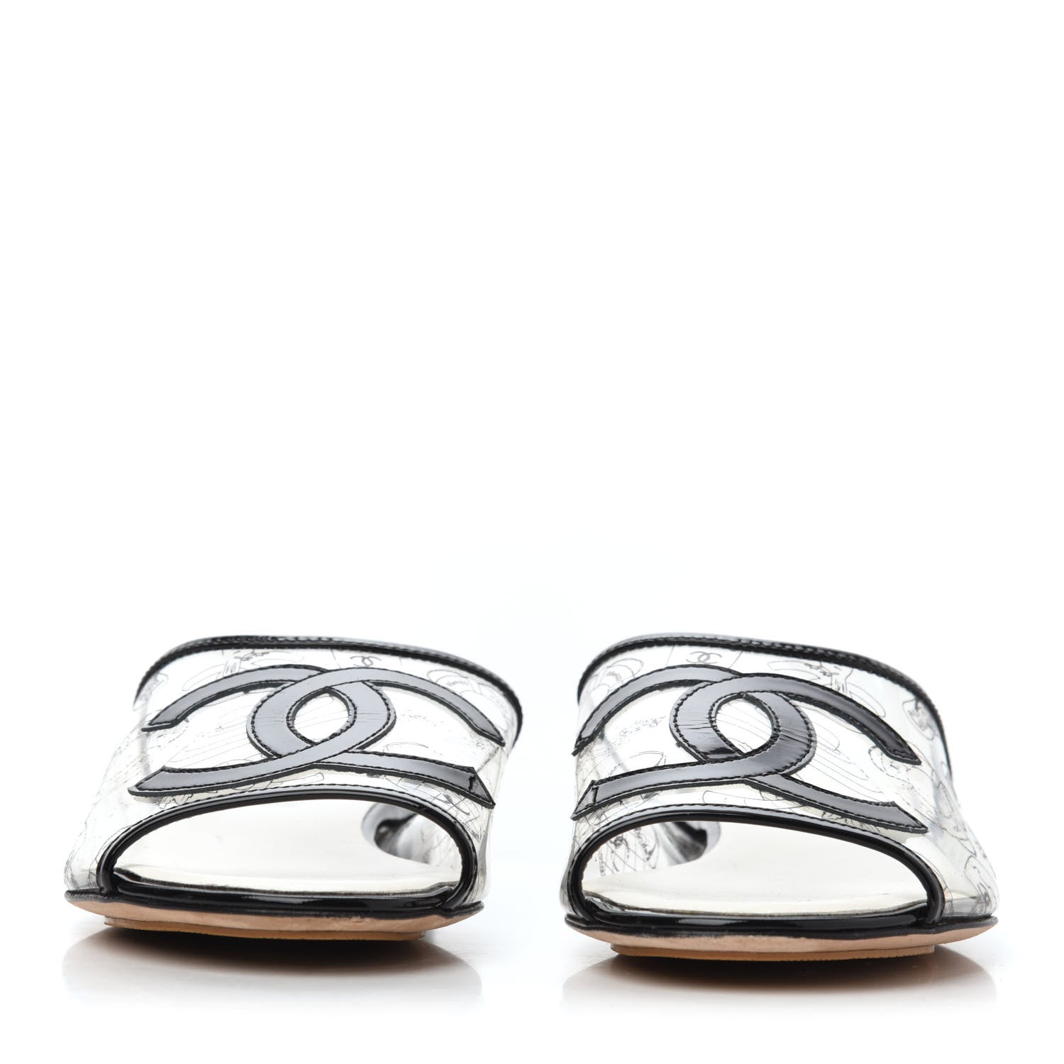 Chanel Patent PVC CC Sandal Mule 37 Black 4 of 32