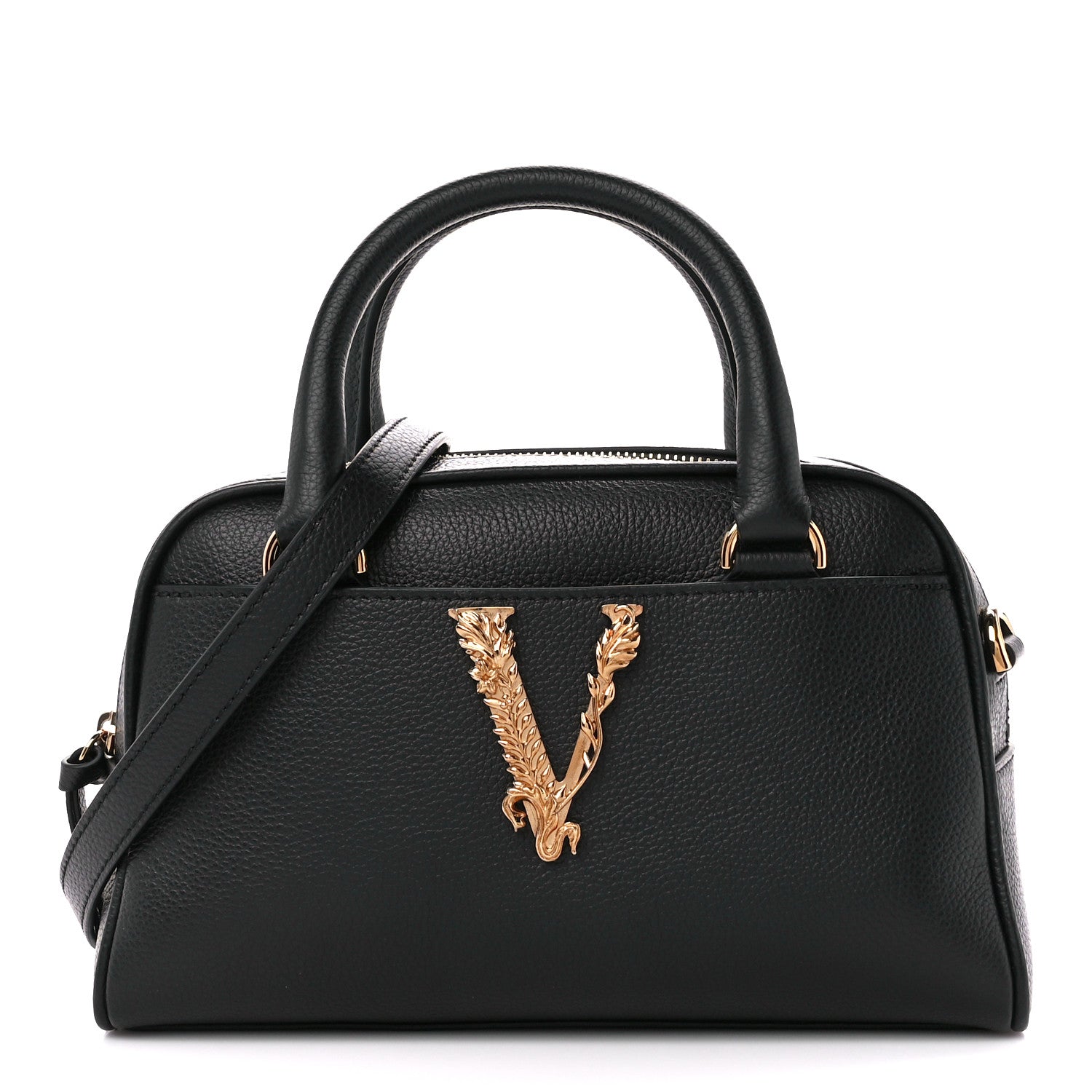 Versace Saffiano Virtus Small Bowling Bag Black 1 of 15