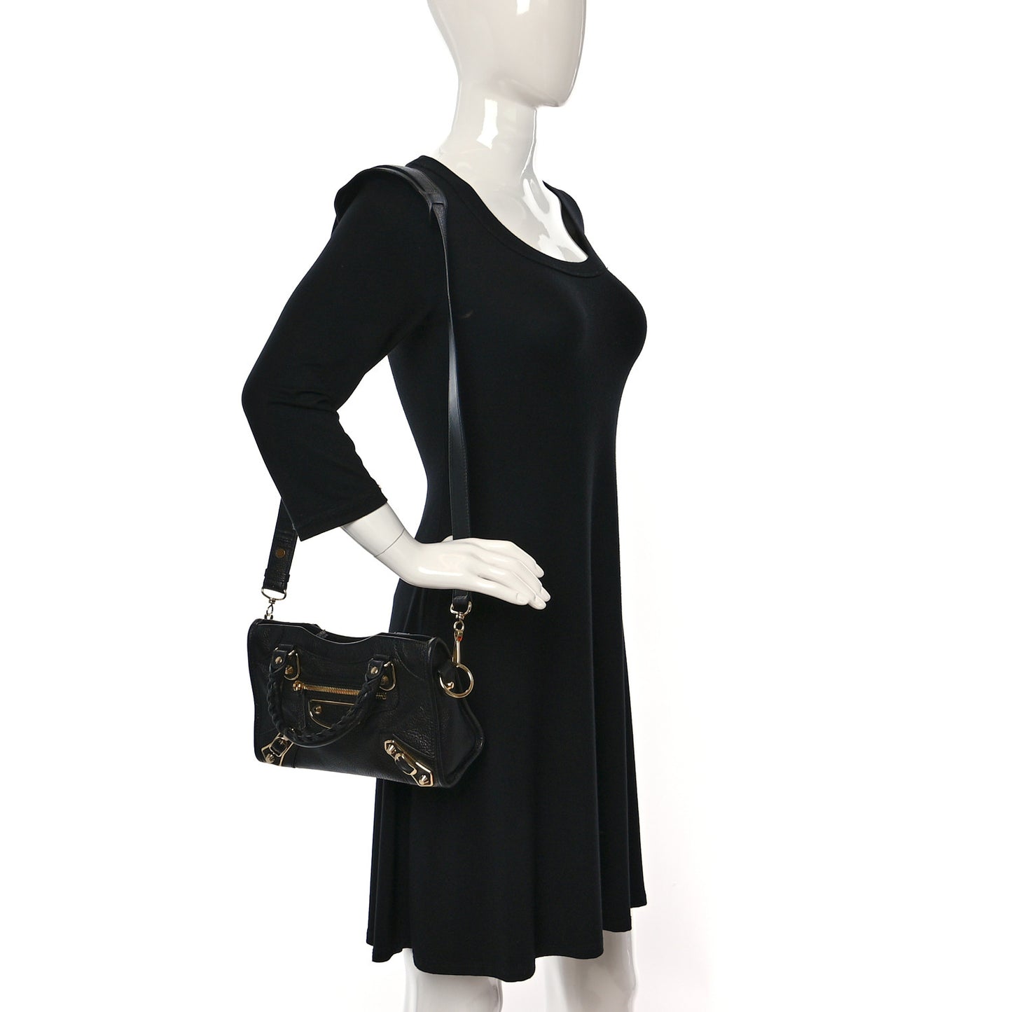 Chevre Gold Metallic Edge Hardware Mini City Black