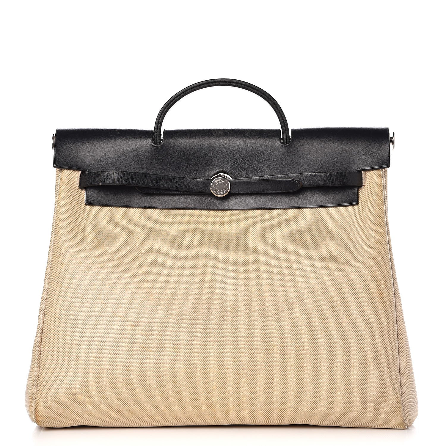 Hermes Toile Vache Calfskin Herbag 39 MM Natural Black 1 of 19