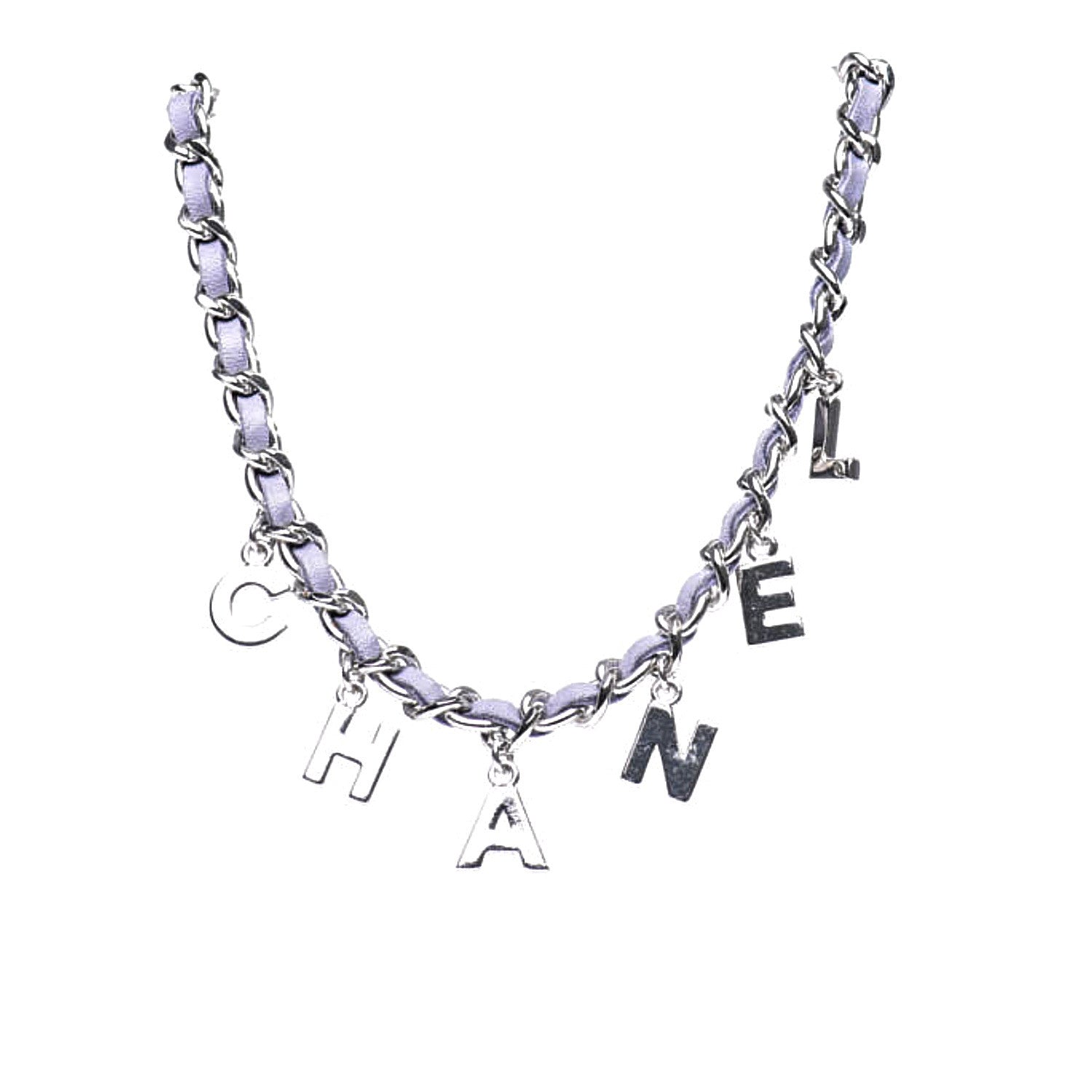 Chanel Lambskin Chain Logo Belt Silver Purple 9 of 11