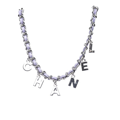 Chanel Lambskin Chain Logo Belt Silver Purple 9 of 11