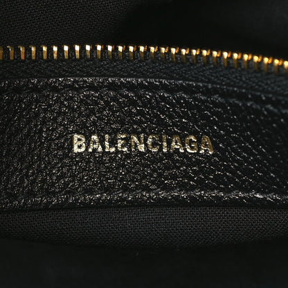 Balenciaga Grained Calfskin Logo S Ville Top Handle Bag Black White 6 of 8