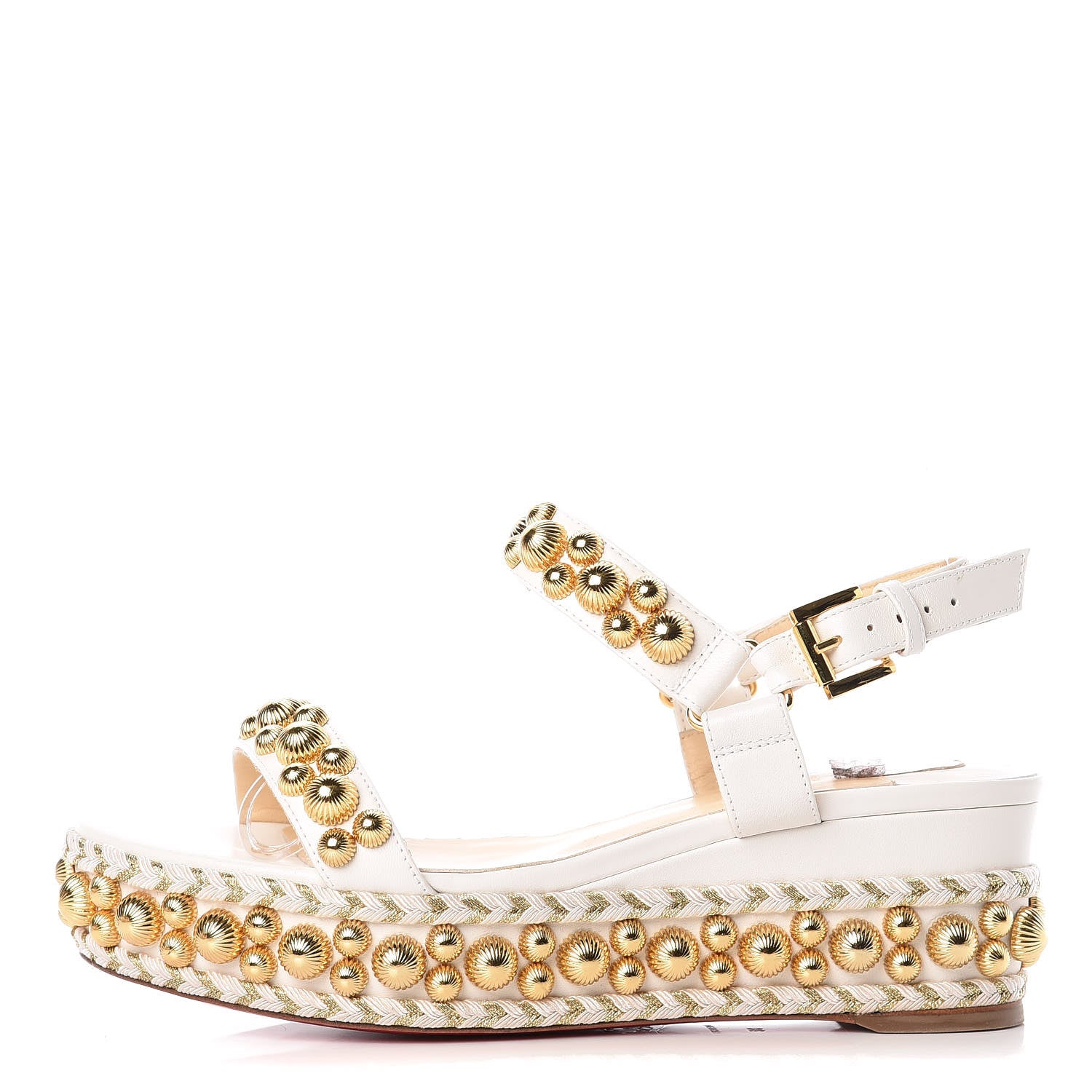 Christian Louboutin Shiny Nappa Rondaclou 60 Platform Sandals 36 Latte 1 of 9