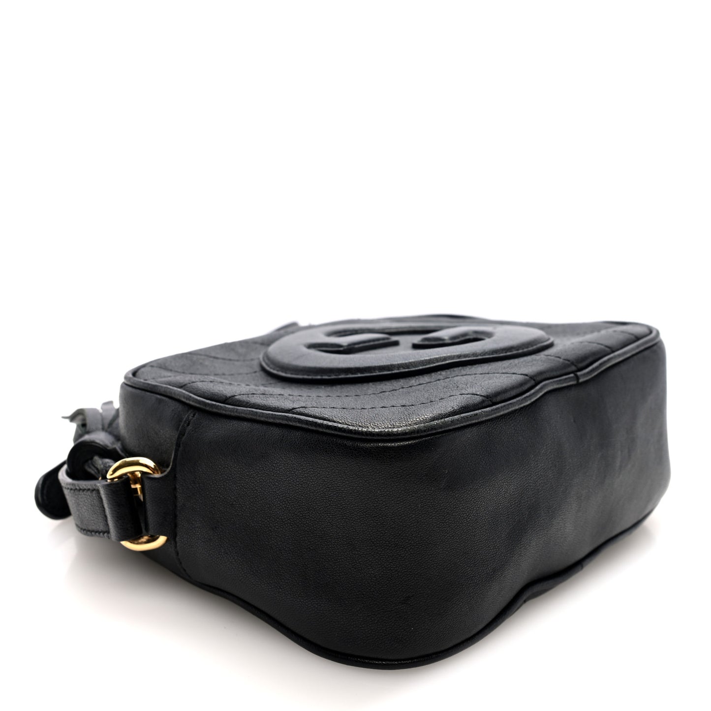 Sakai Be Green Calfskin Diagonal Stitched Small Blondie Shoulder Bag Black