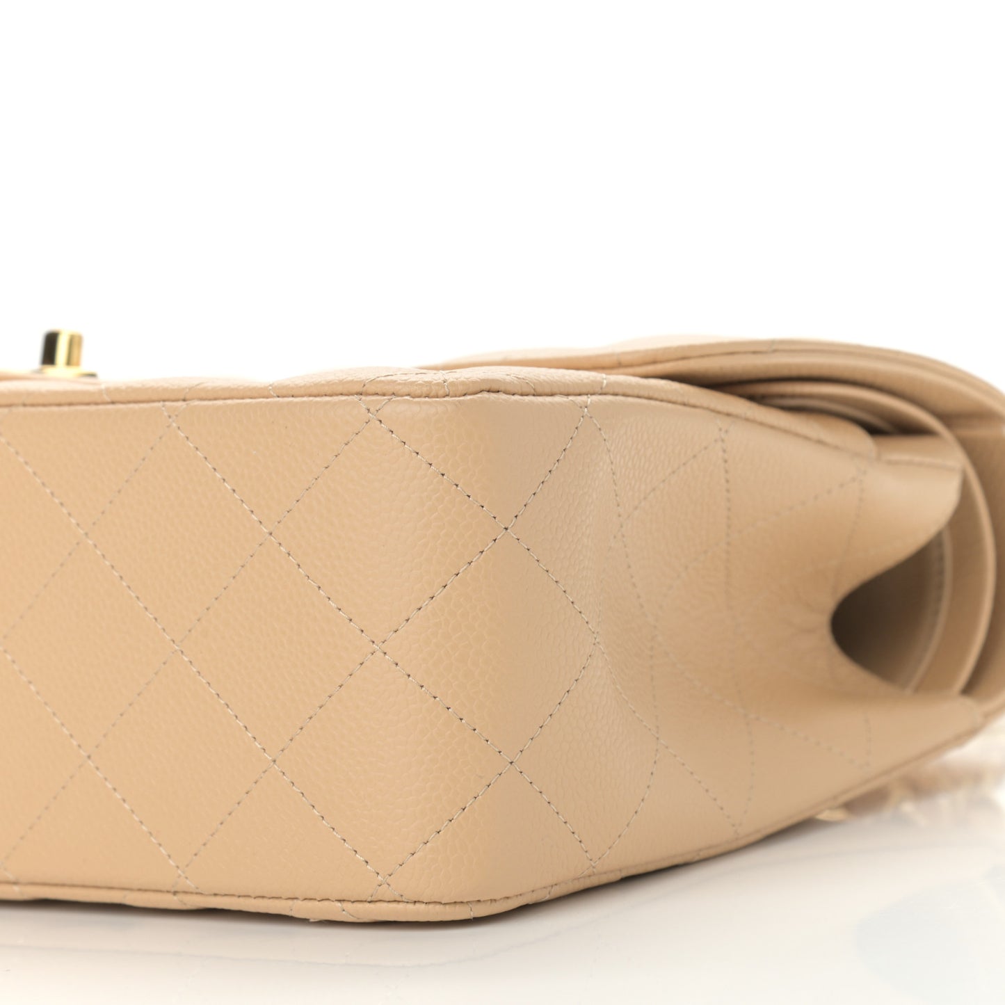 Caviar Quilted Jumbo Double Flap Beige