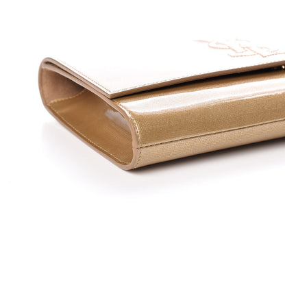 Saint Laurent Patent Linen Large Belle De Jour Clutch Champagne Gold 8 of 9