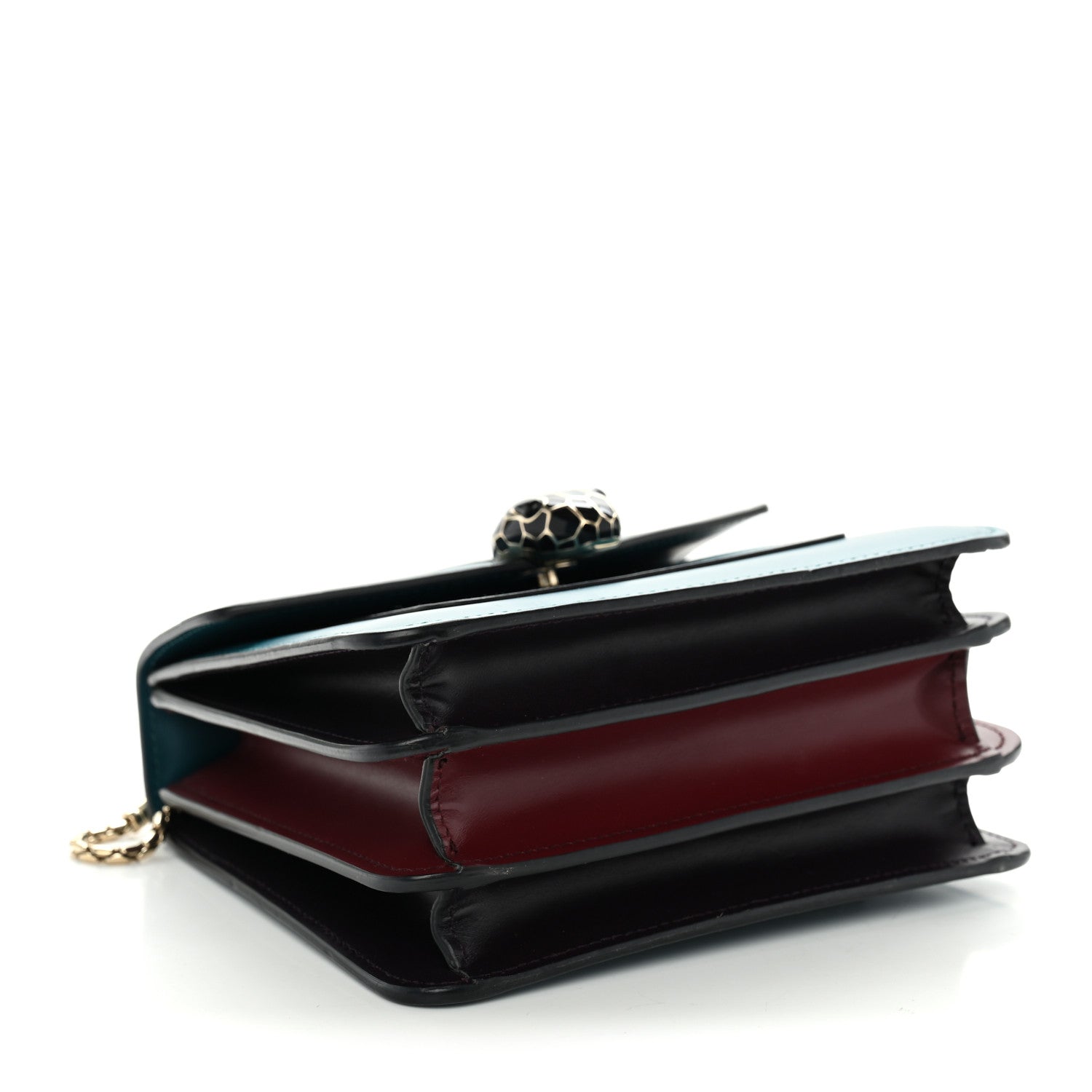 Bulgari Calfskin Serpenti Forever Top Handle Turquoise Burgundy 4 of 10