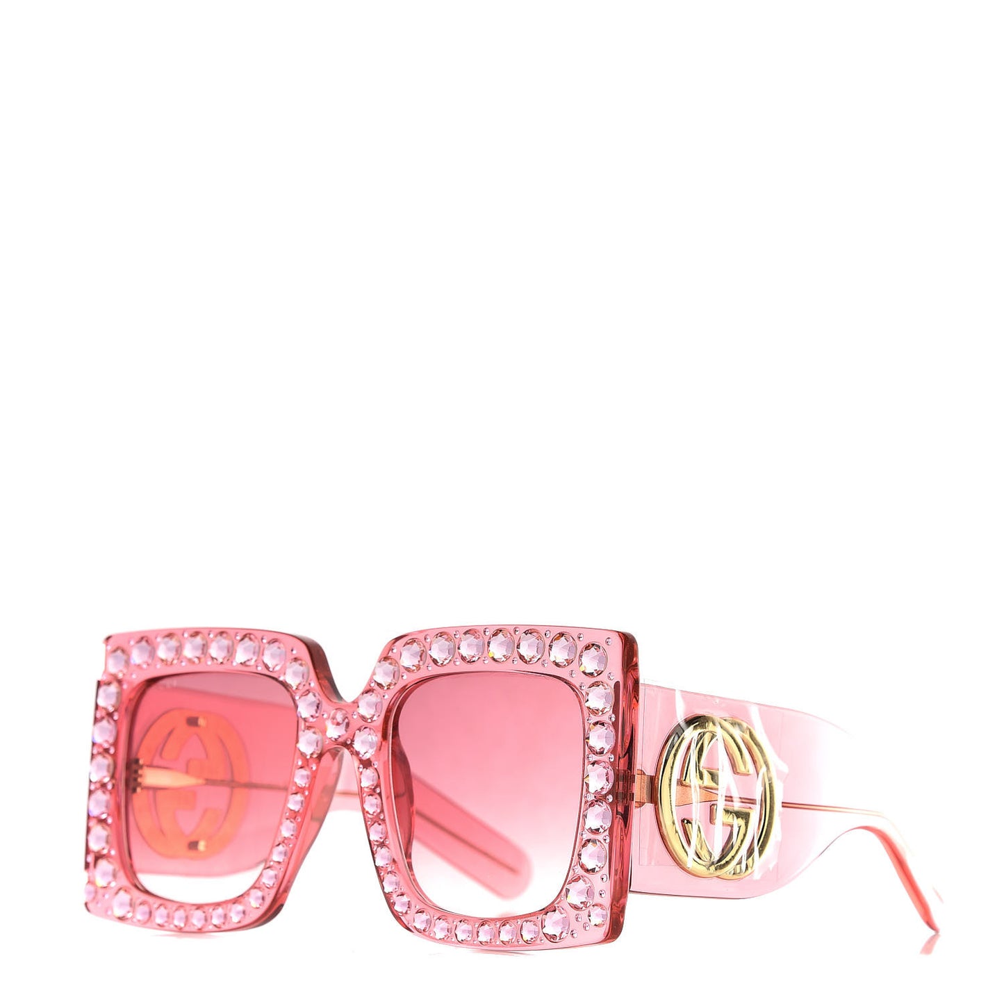 Acetate Crystal Oversize Sunglasses GG0145S Pink