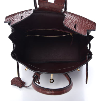 Hermes Togo Matte Alligator Birkin Touch 25 Rouge Sellier Bourgogne 5 of 10
