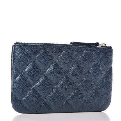 Chanel Metallic Caviar Quilted Small Cosmetic Case Dark Blue 3 of 8