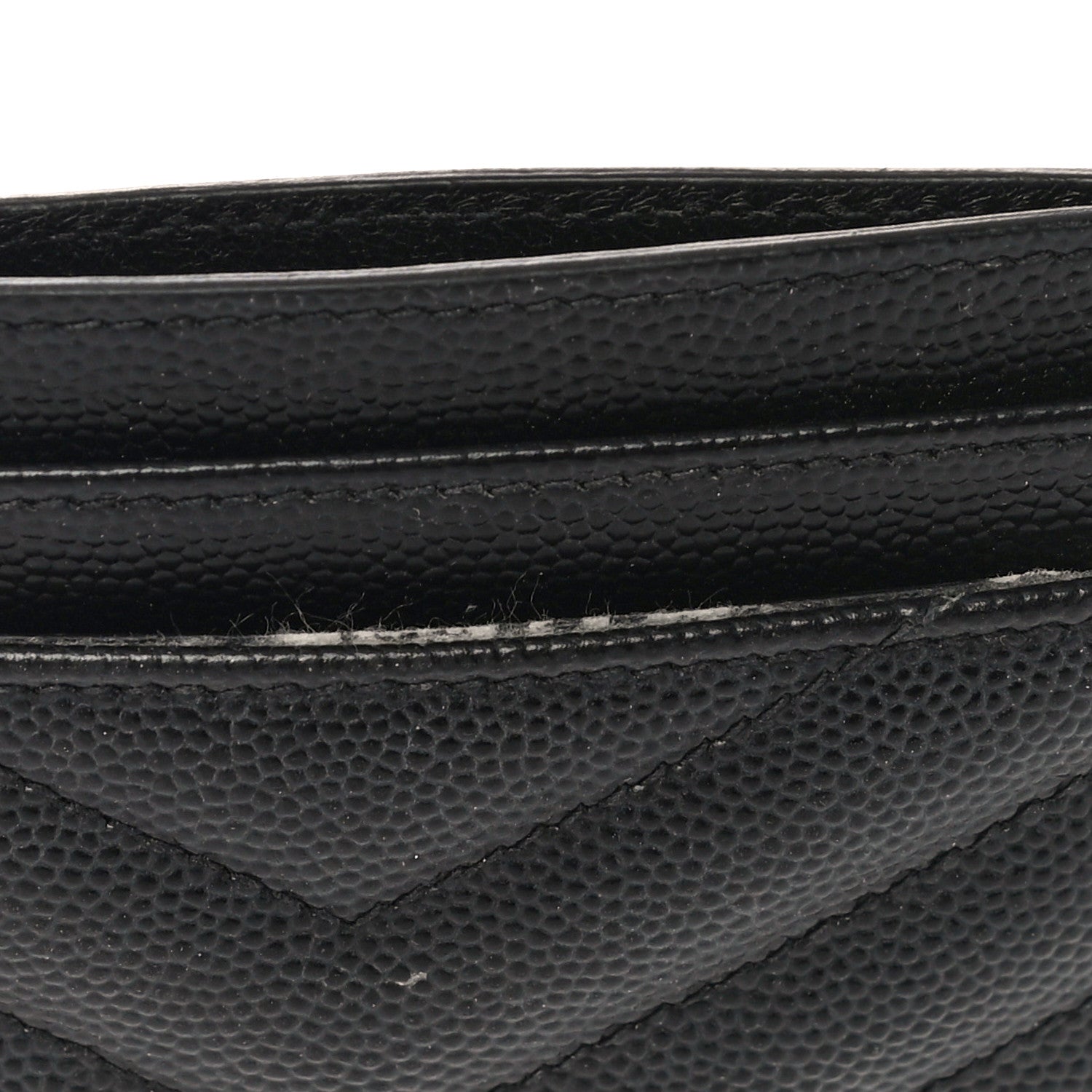 Saint Laurent Grain De Poudre Matelasse Chevron Monogram Credit Card Case Black 10 of 11