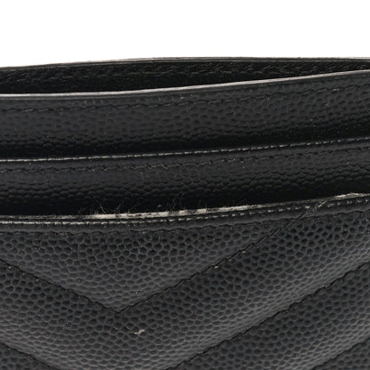Saint Laurent Grain De Poudre Matelasse Chevron Monogram Credit Card Case Black 10 of 11