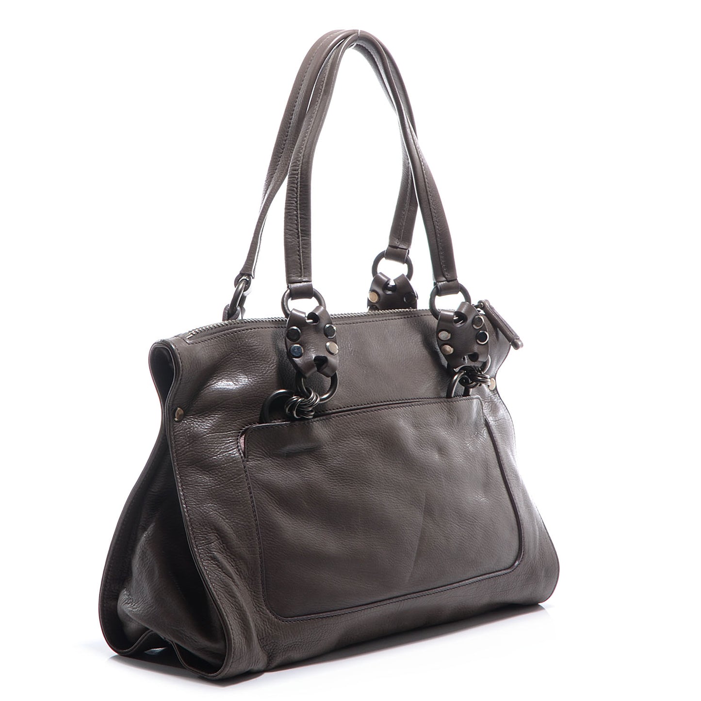 Leather Zip Tote Fumo
