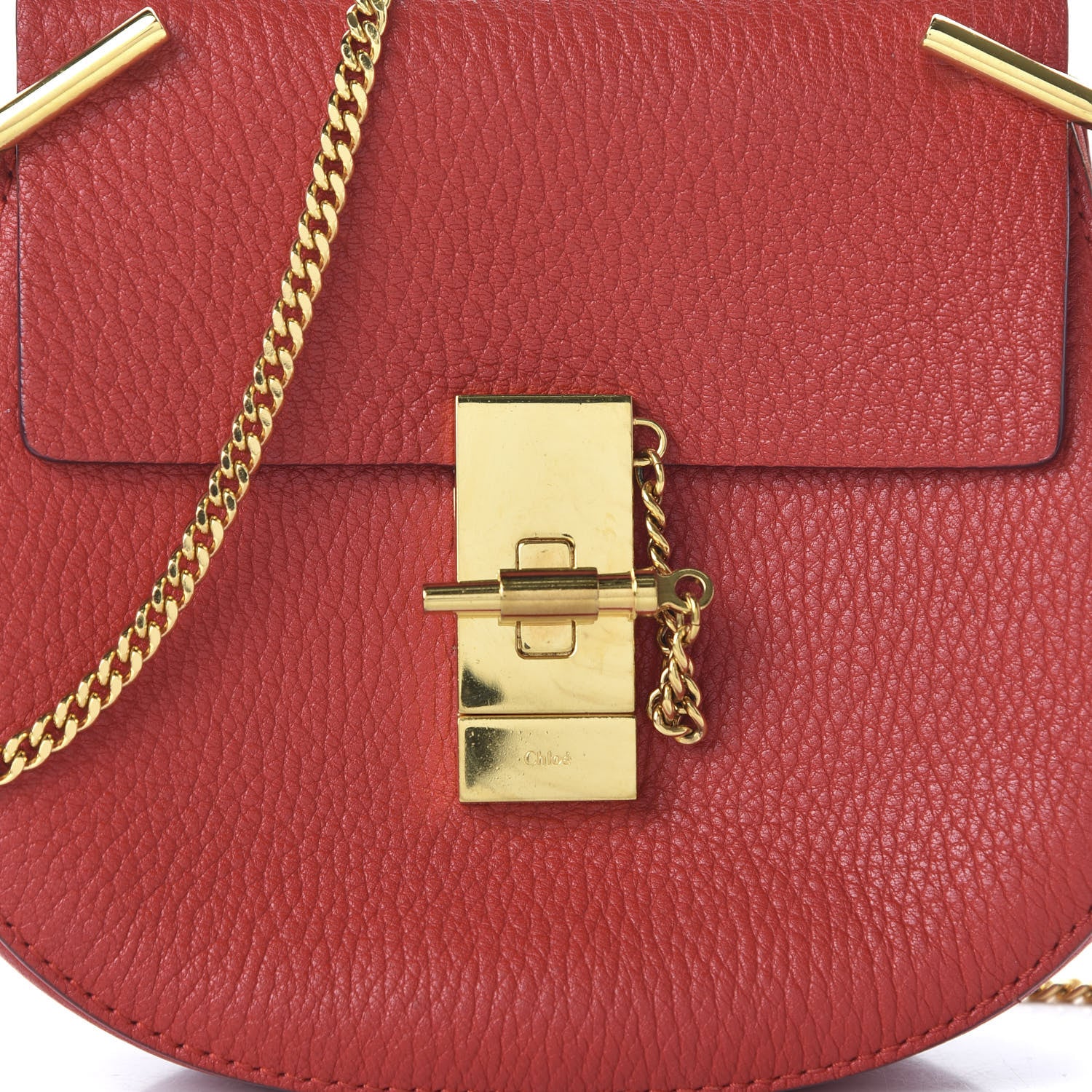 Chloe Grained Lambskin Mini Drew Shoulder Bag Plaid Red 9 of 9