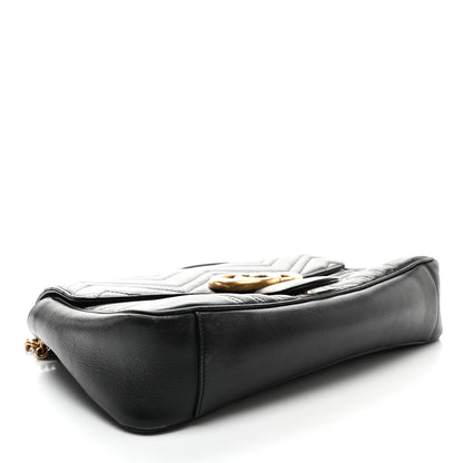 Gucci Calfskin Matelasse Medium GG Marmont Shoulder Bag Black 3 of 11