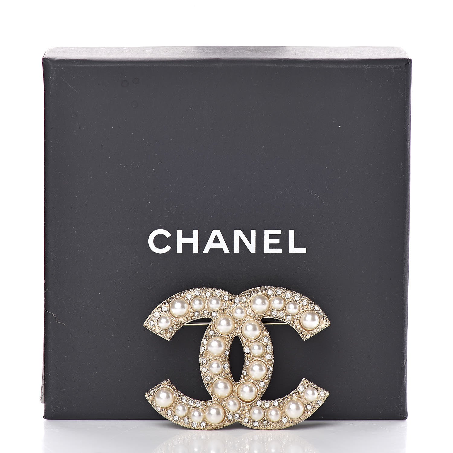 Chanel Pearl Crystal CC Brooch Gold 5 of 5
