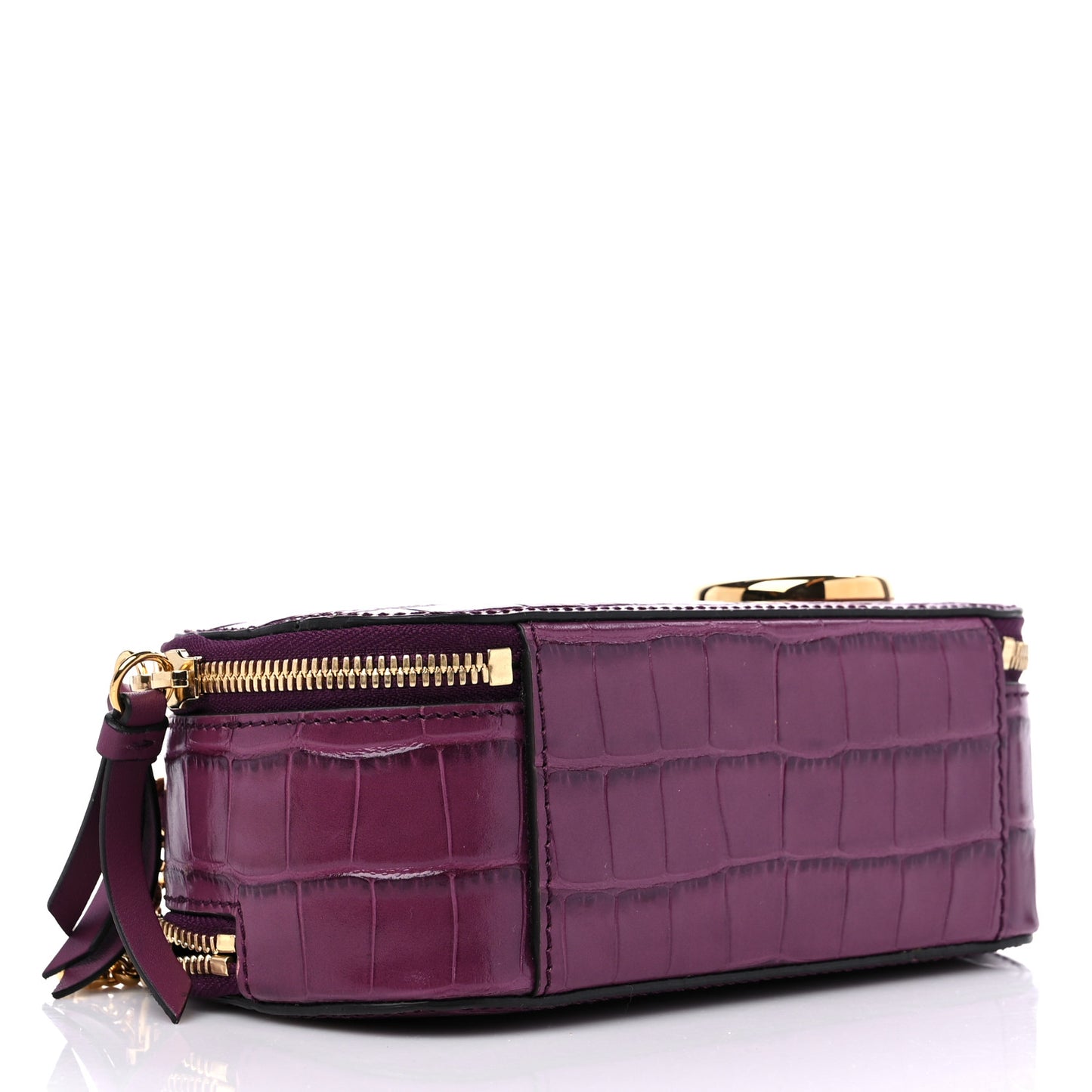 Calfskin Crocodile Embossed Mini C Vanity Bag Crushed Violet