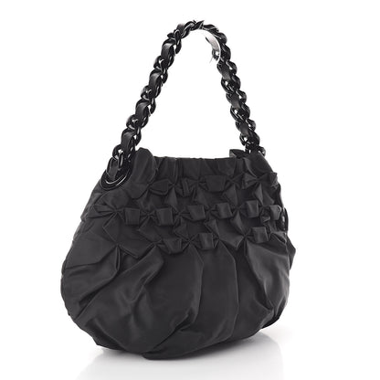 Prada Tessuto Nylon Origami Pleated Hobo Black 2 of 8